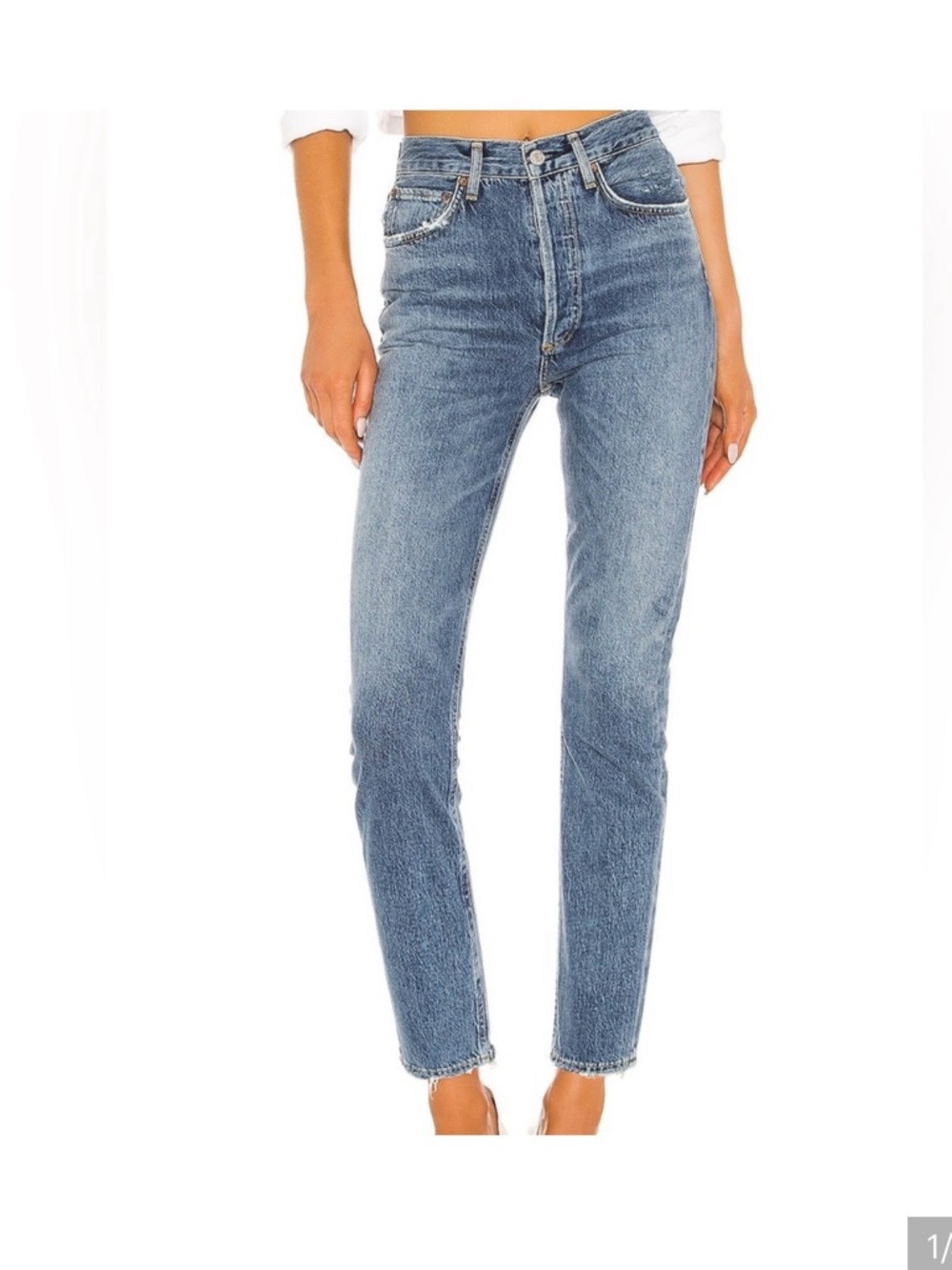 Ağolde High-Rise Straight Leg Jeans in Medium Blue Wash